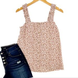 Floral Faux Button Lined Top